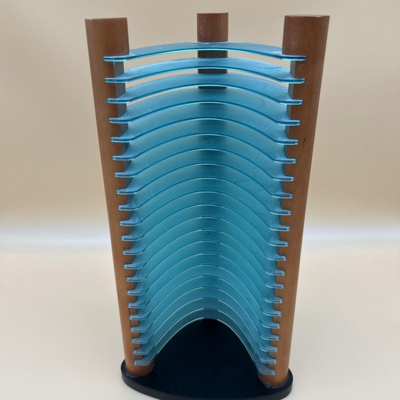 Atlantic Molds Other - Wood Blue Green Cherry 20 CD Tower Rack Holder Stacking Retro Atlantic